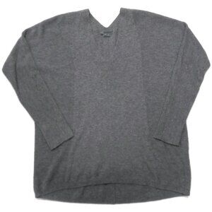 Vince Womens Double V-Neck 100% Cashmere Sweater Gray Oversized XS